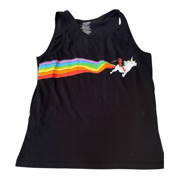 ✌🏽Host Pick ✌🏽Marvel DeadPool Black Tank Top with Rainbow Design - Picture 4 of 10